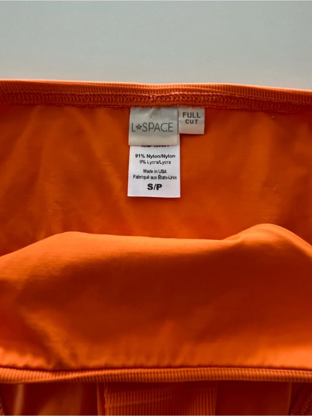 L*Space Rosemary Style Ribbed Orange Tangerine Full Cut Bikini Bottoms Sz Small